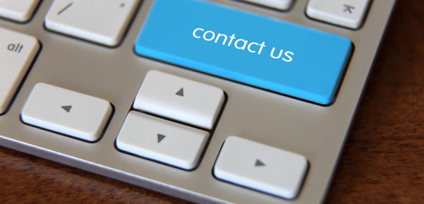 Laptop button says contact us